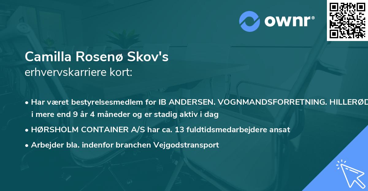 Camilla Rosenø Skov's erhvervskarriere kort