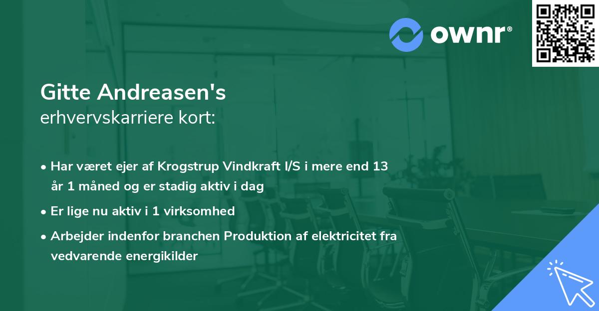 Gitte Andreasen's erhvervskarriere kort