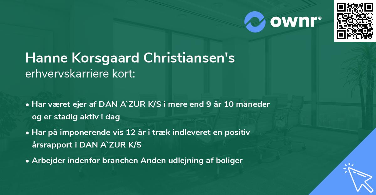 Hanne Korsgaard Christiansen's erhvervskarriere kort