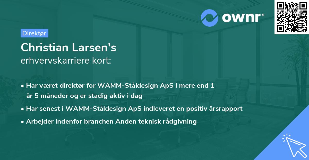 Christian Larsen's erhvervskarriere kort