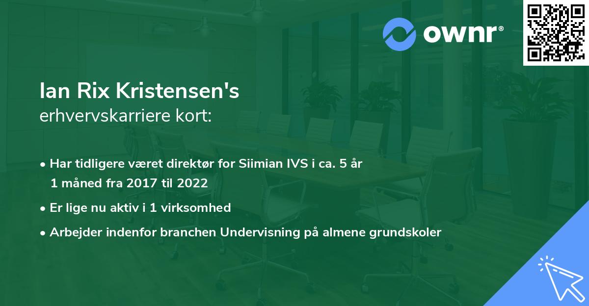 Ian Rix Kristensen's erhvervskarriere kort