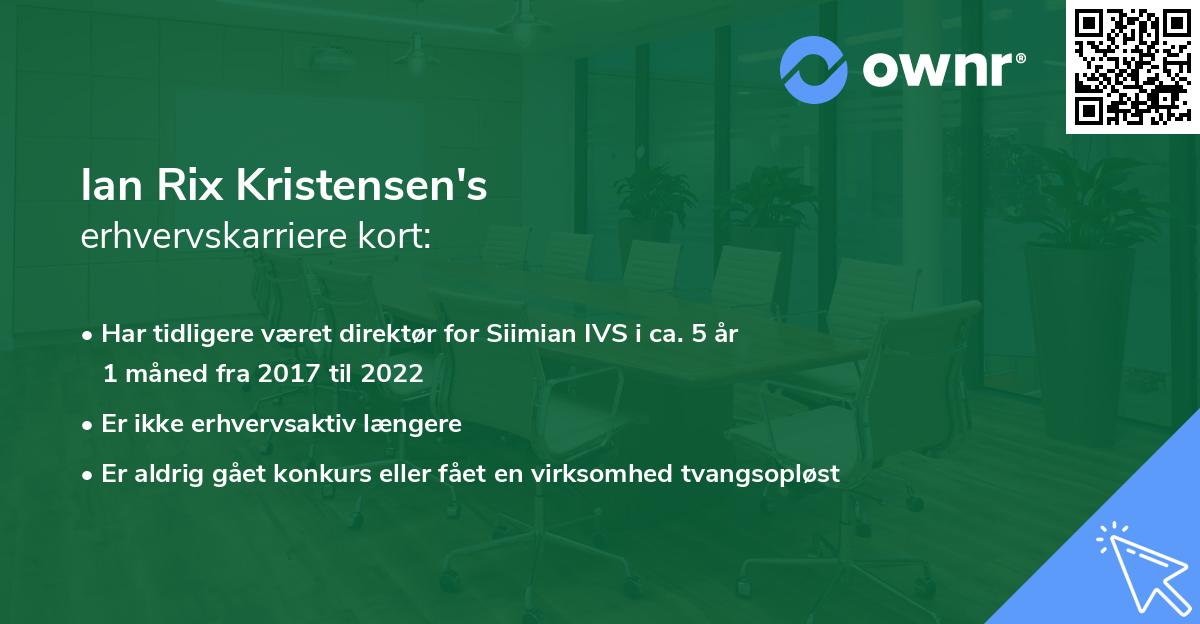 Ian Rix Kristensen's erhvervskarriere kort