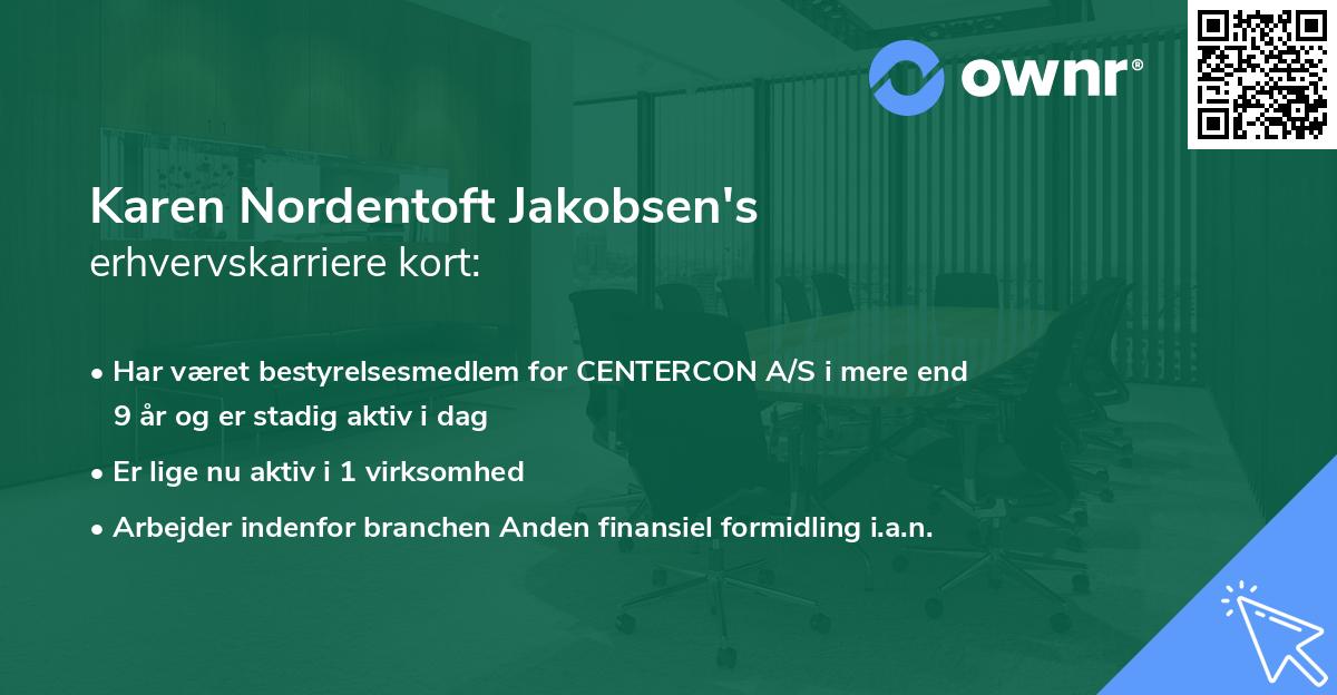 Karen Nordentoft Jakobsen's erhvervskarriere kort