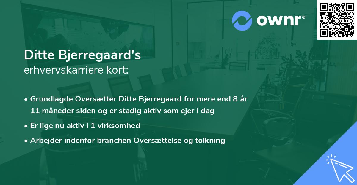 Ditte Bjerregaard's erhvervskarriere kort