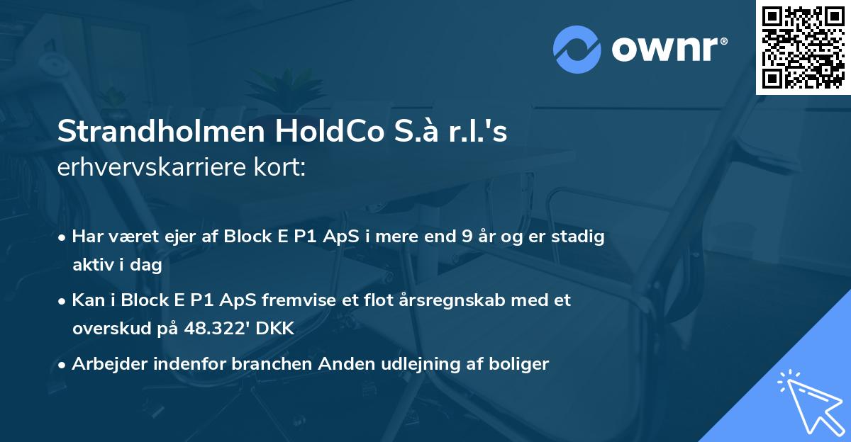 Strandholmen HoldCo S.à r.l.'s erhvervskarriere kort