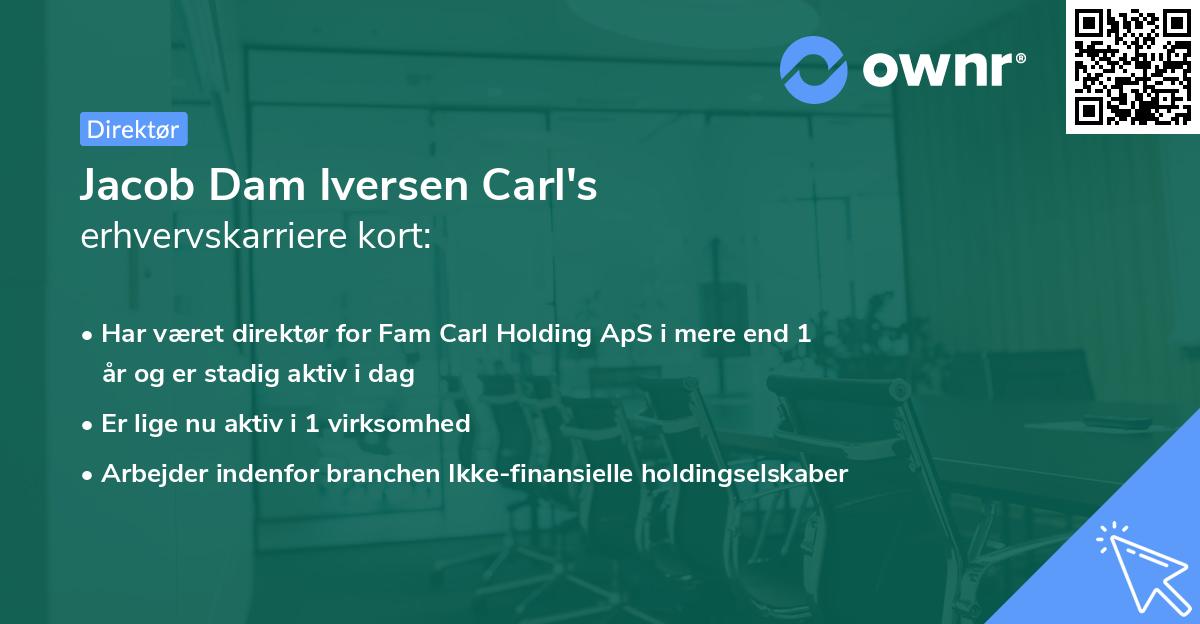 Jacob Dam Iversen Carl's erhvervskarriere kort