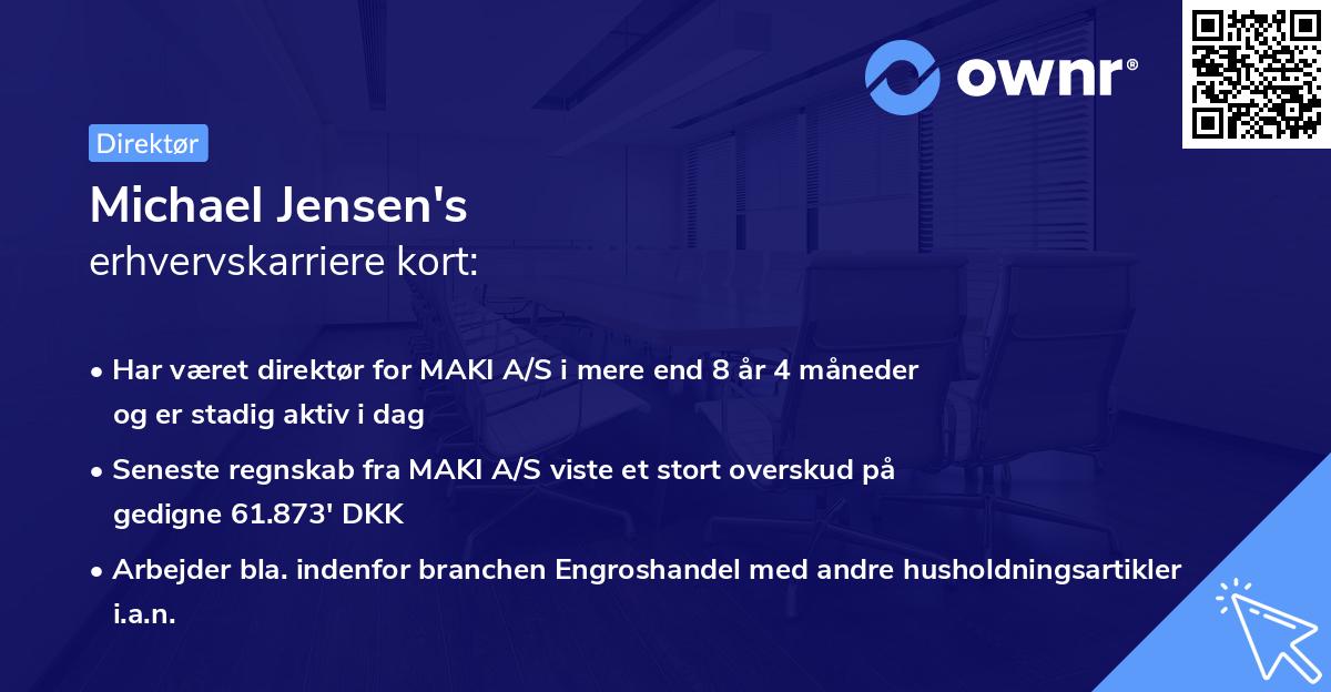 Michael Jensen's erhvervskarriere kort