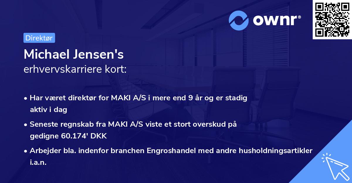 Michael Jensen's erhvervskarriere kort