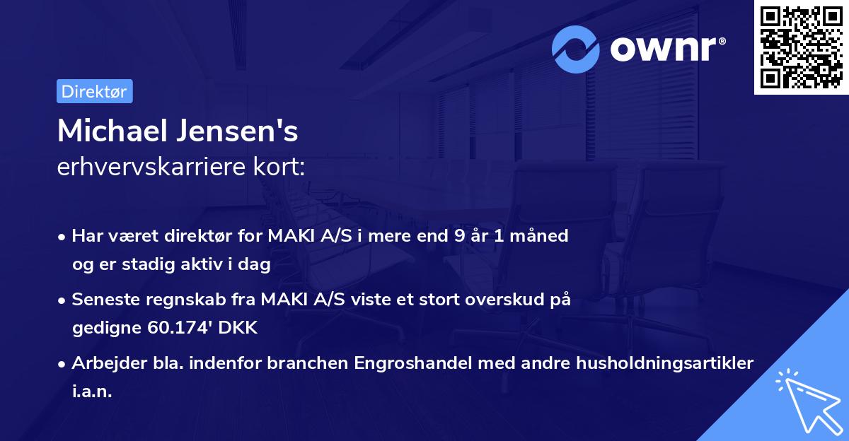 Michael Jensen's erhvervskarriere kort