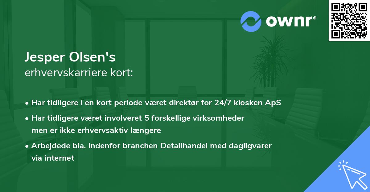 Jesper Olsen's erhvervskarriere kort