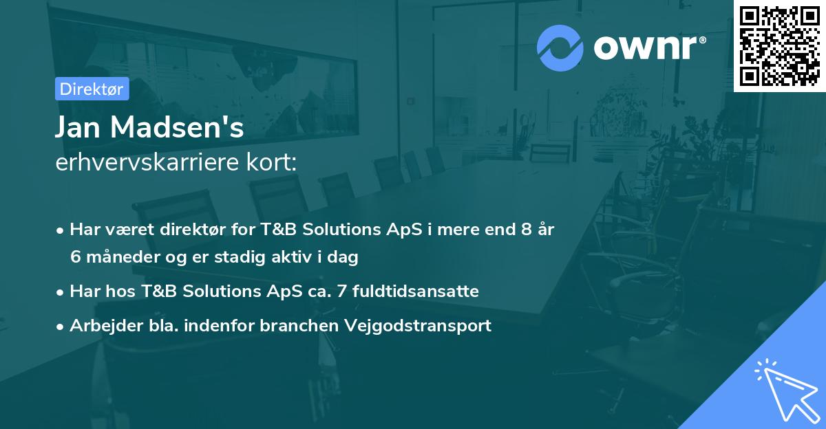 Jan Madsen's erhvervskarriere kort