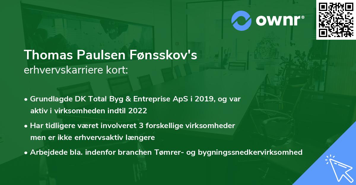 Thomas Paulsen Fønsskov's erhvervskarriere kort