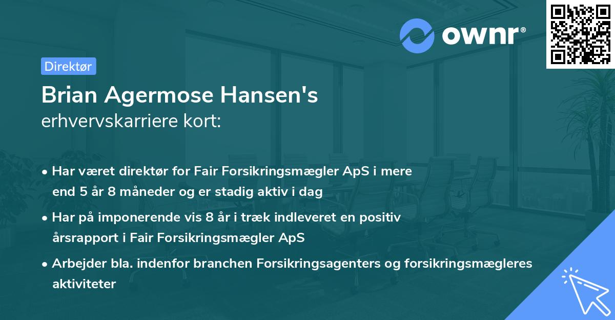 Brian Agermose Hansen's erhvervskarriere kort