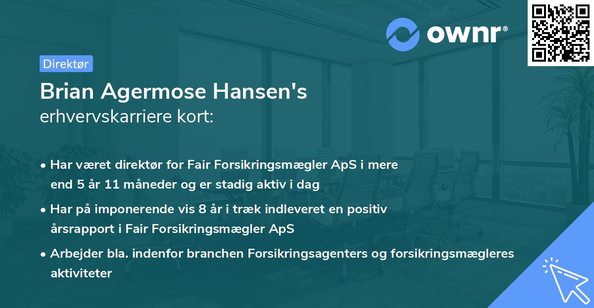 Brian Agermose Hansen's erhvervskarriere kort