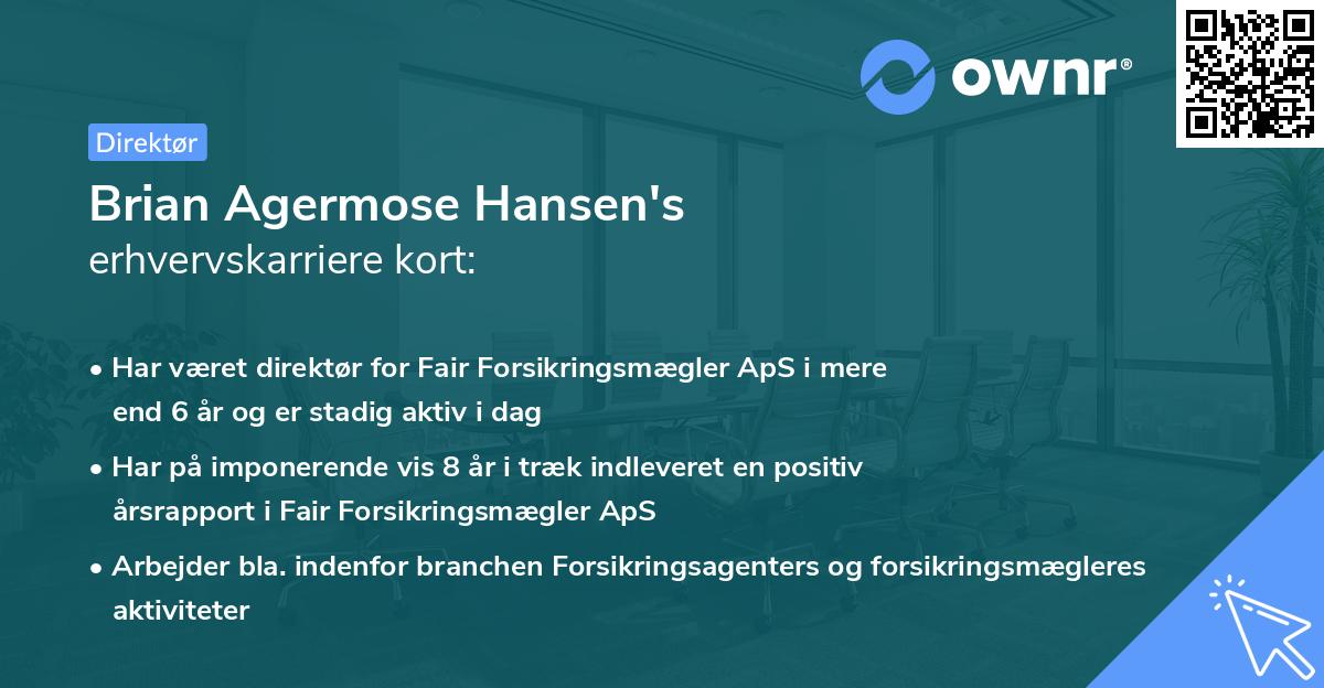 Brian Agermose Hansen's erhvervskarriere kort