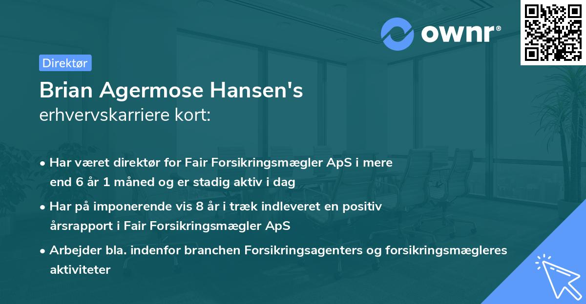 Brian Agermose Hansen's erhvervskarriere kort