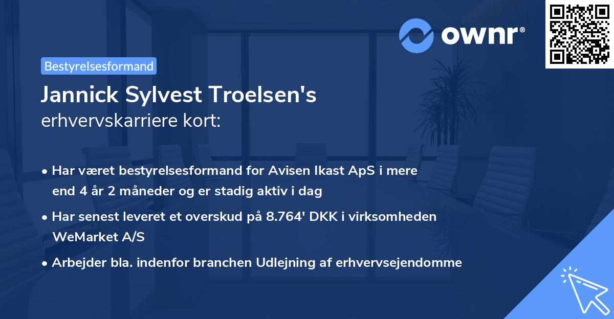 Jannick Sylvest Troelsen's erhvervskarriere kort