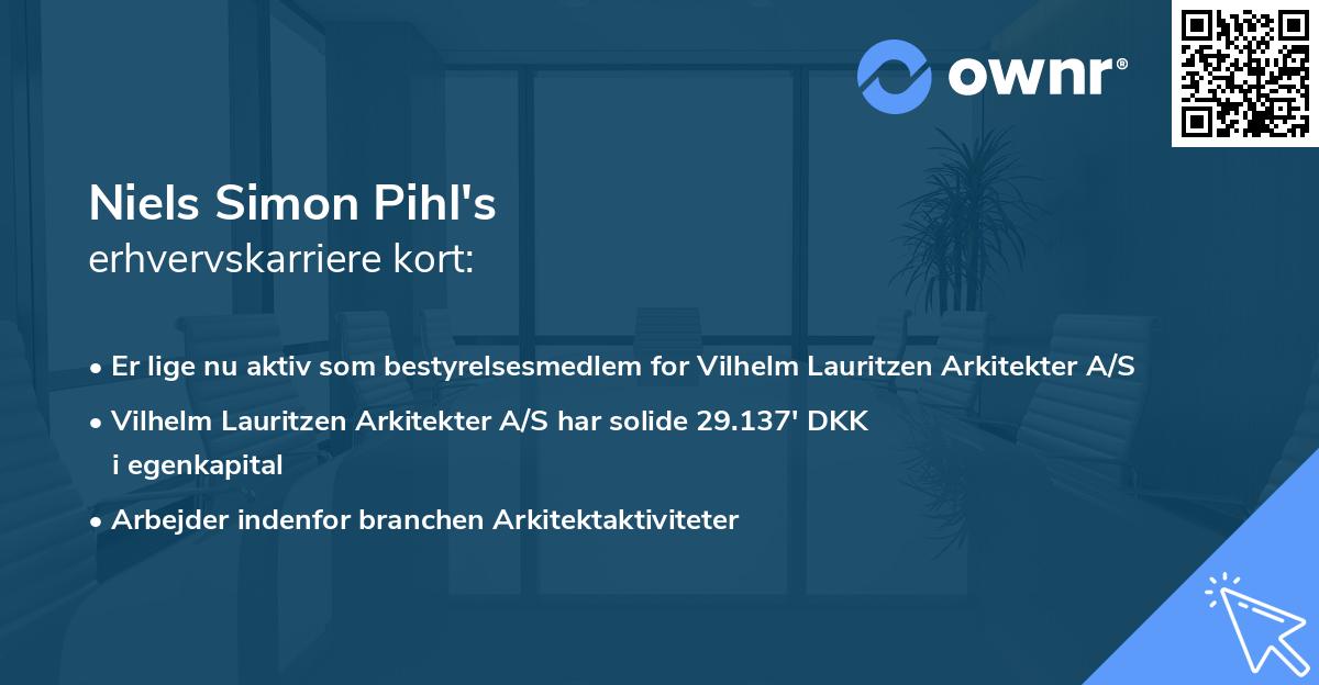 Niels Simon Pihl's erhvervskarriere kort