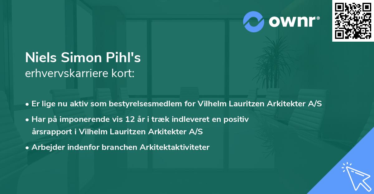 Niels Simon Pihl's erhvervskarriere kort
