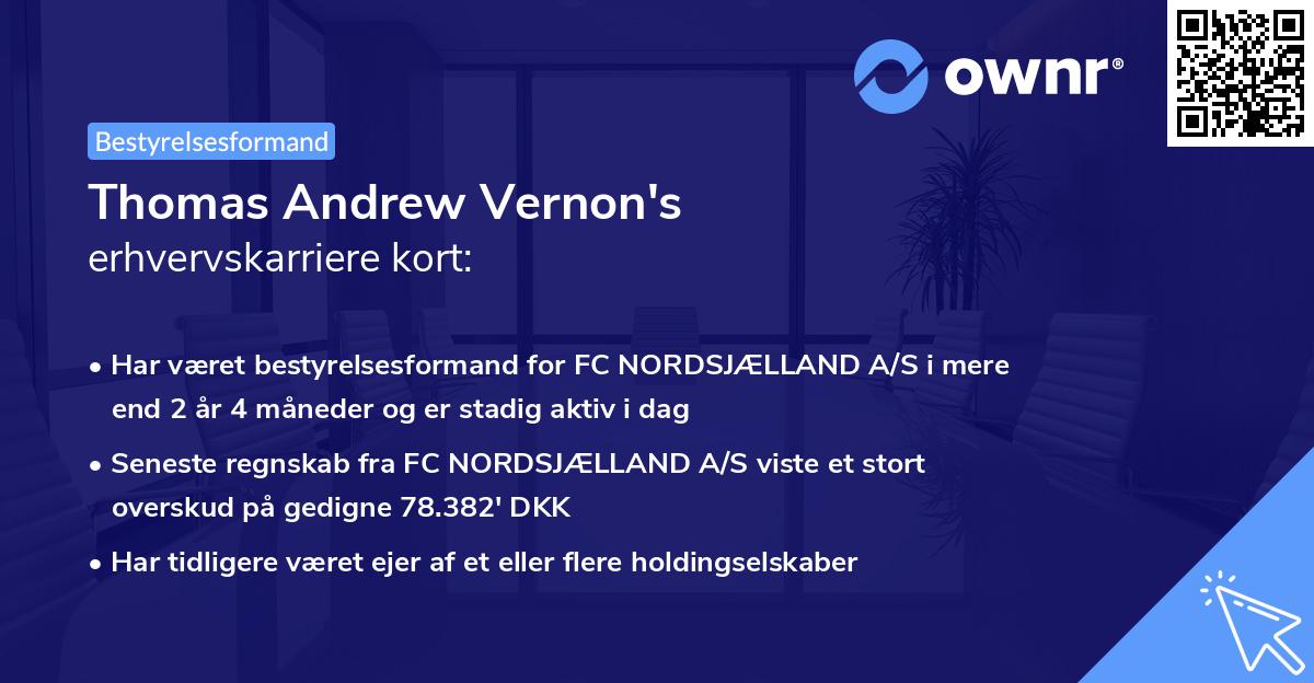 Thomas Andrew Vernon's erhvervskarriere kort