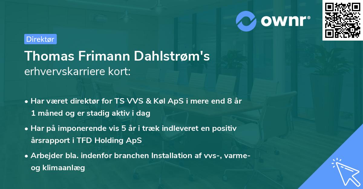 Thomas Frimann Dahlstrøm's erhvervskarriere kort