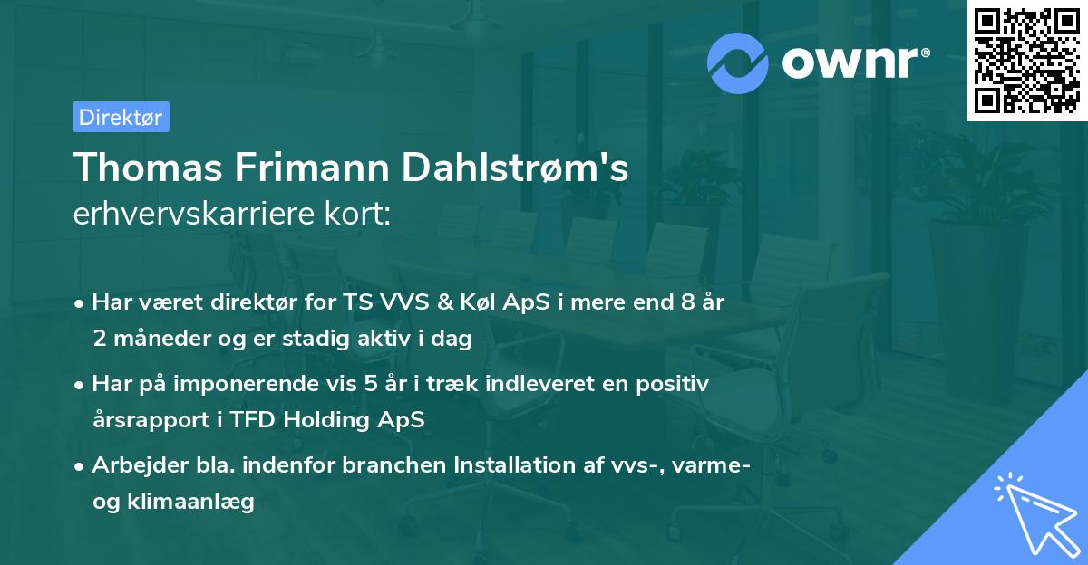 Thomas Frimann Dahlstrøm's erhvervskarriere kort
