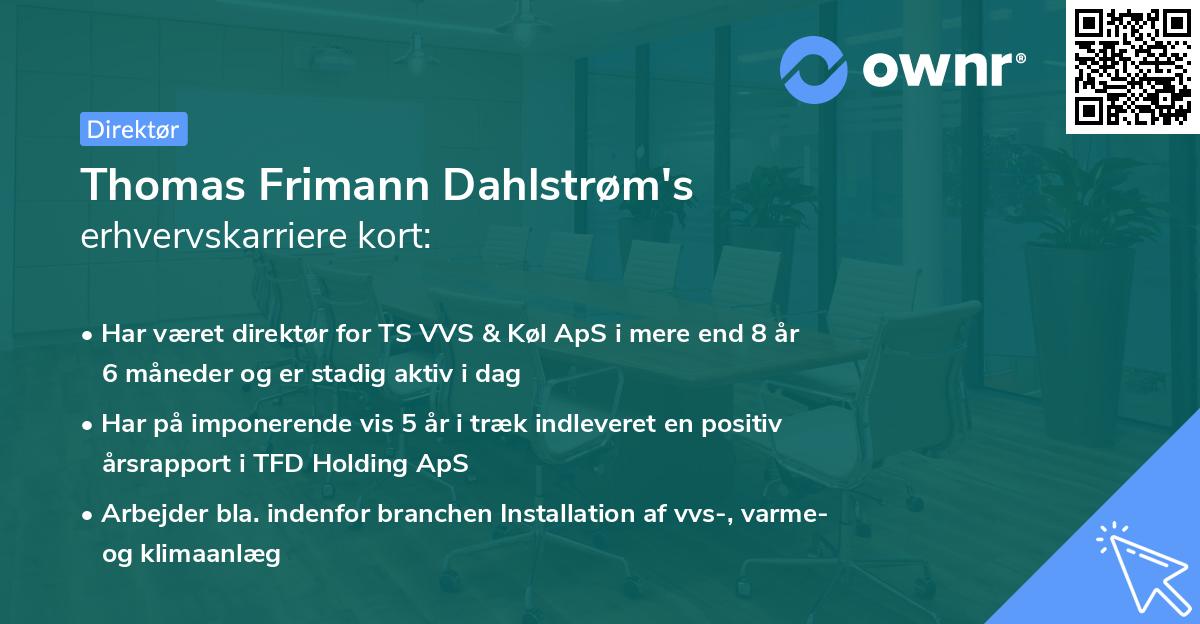 Thomas Frimann Dahlstrøm's erhvervskarriere kort
