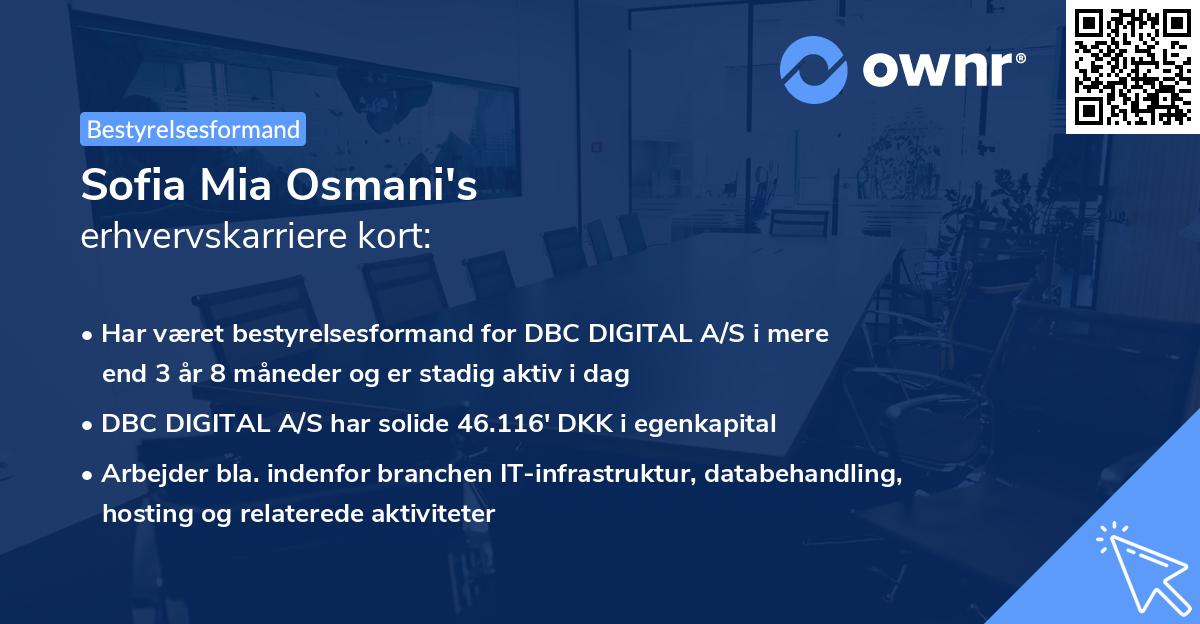 Sofia Mia Osmani's erhvervskarriere kort