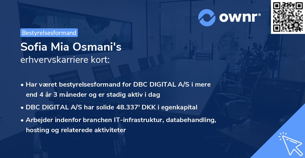 Sofia Mia Osmani's erhvervskarriere kort