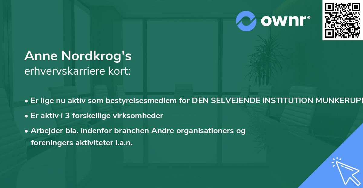 Anne Nordkrog's erhvervskarriere kort