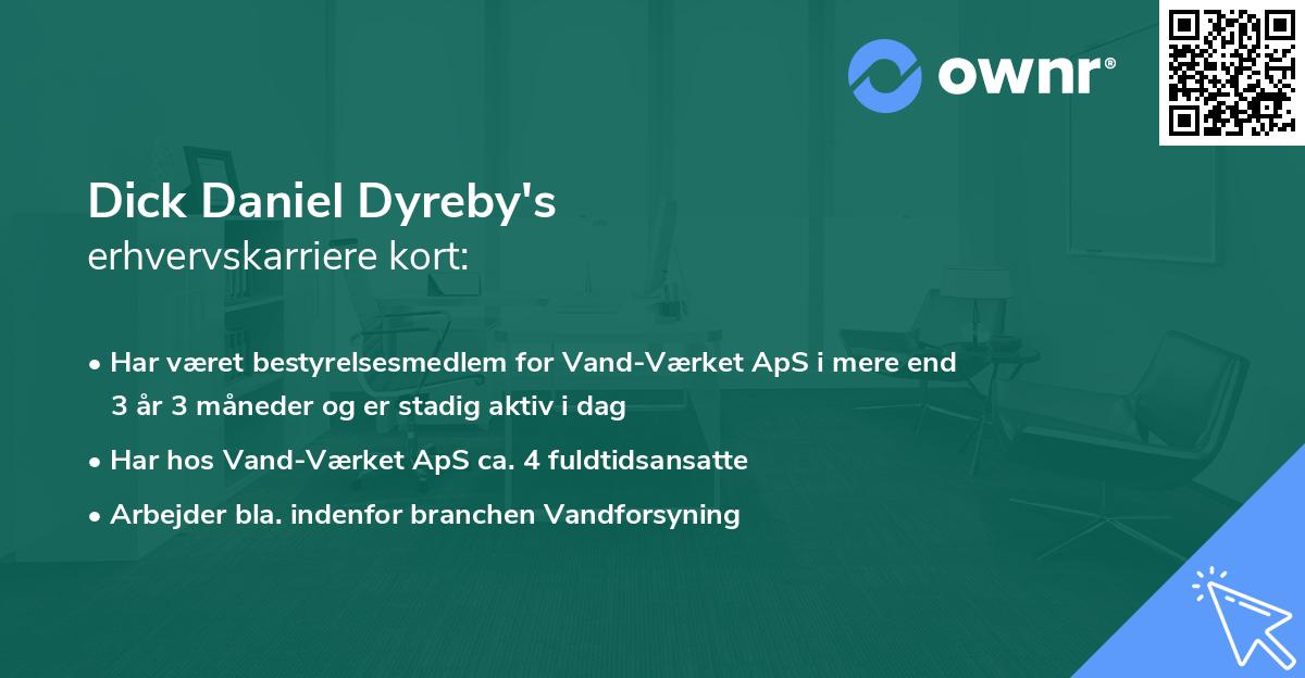 Dick Daniel Dyreby's erhvervskarriere kort