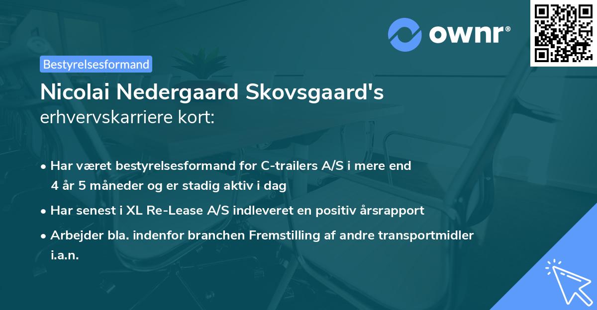 Nicolai Nedergaard Skovsgaard's erhvervskarriere kort