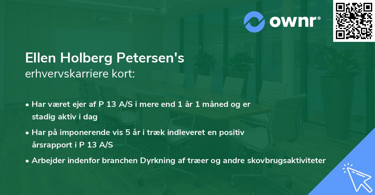 Ellen Holberg Petersen's erhvervskarriere kort