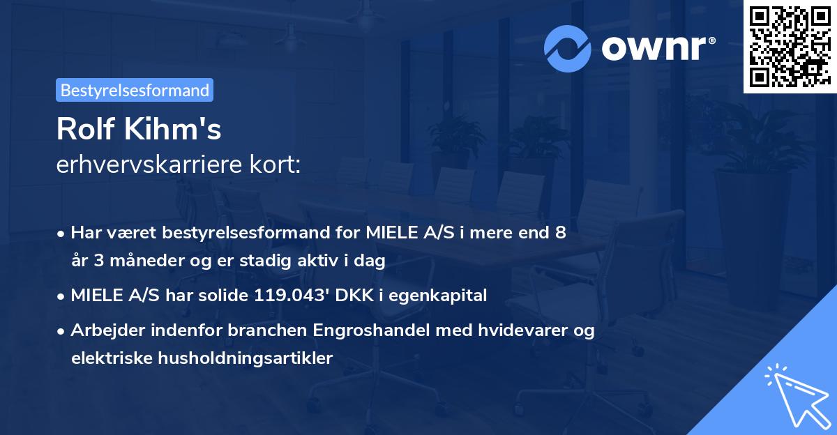 Rolf Kihm's erhvervskarriere kort