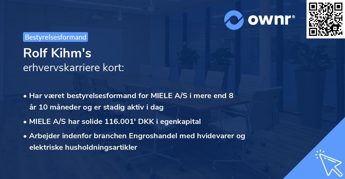 Rolf Kihm's erhvervskarriere kort