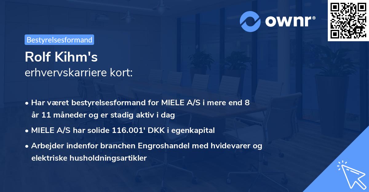 Rolf Kihm's erhvervskarriere kort