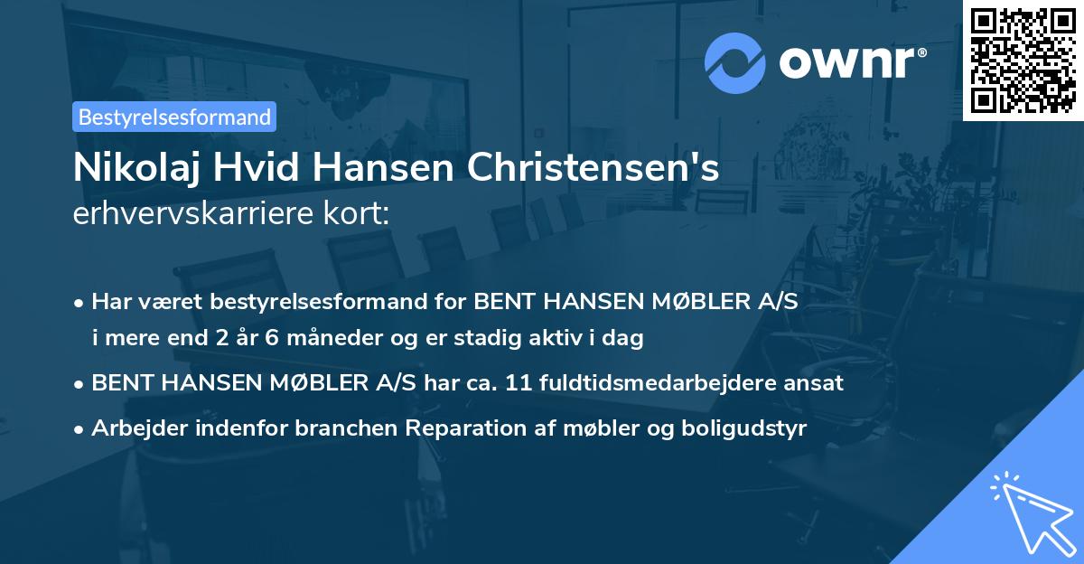 Nikolaj Hvid Hansen Christensen's erhvervskarriere kort