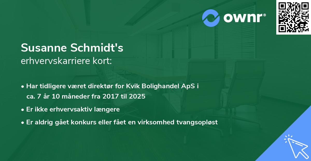 Susanne Schmidt's erhvervskarriere kort