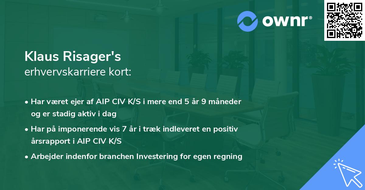 Klaus Risager's erhvervskarriere kort