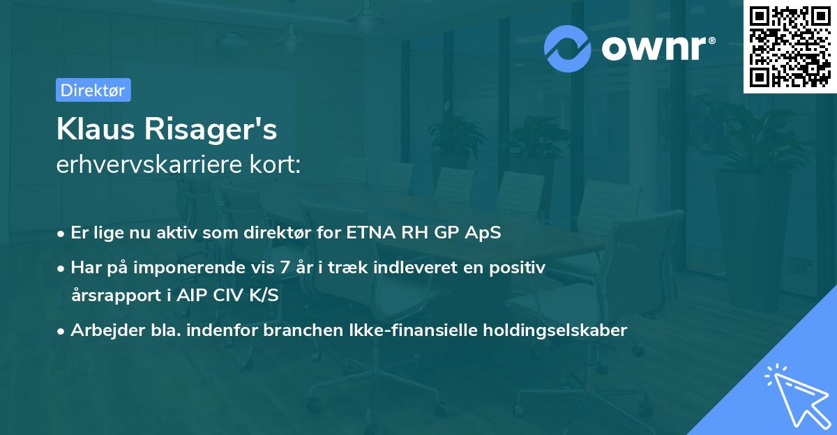 Klaus Risager's erhvervskarriere kort