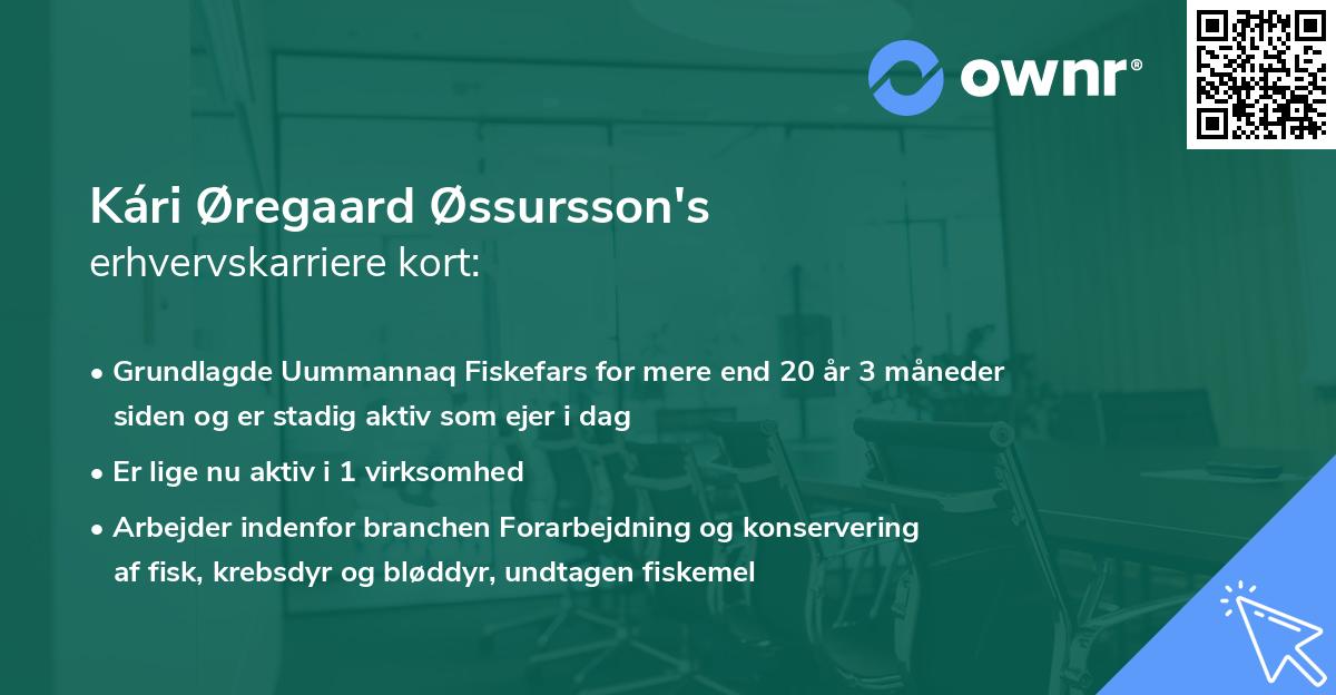 Kári Øregaard Øssursson's erhvervskarriere kort