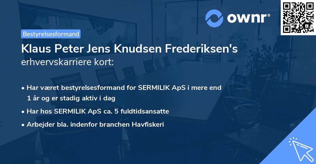 Klaus Peter Jens Knudsen Frederiksen's erhvervskarriere kort