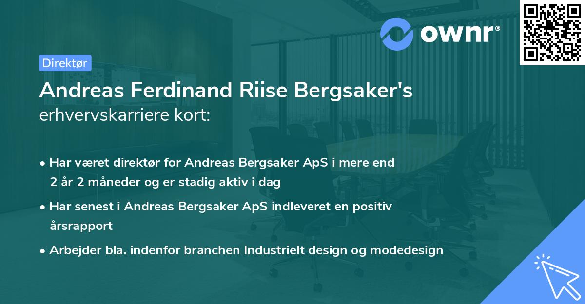 Andreas Ferdinand Riise Bergsaker's erhvervskarriere kort