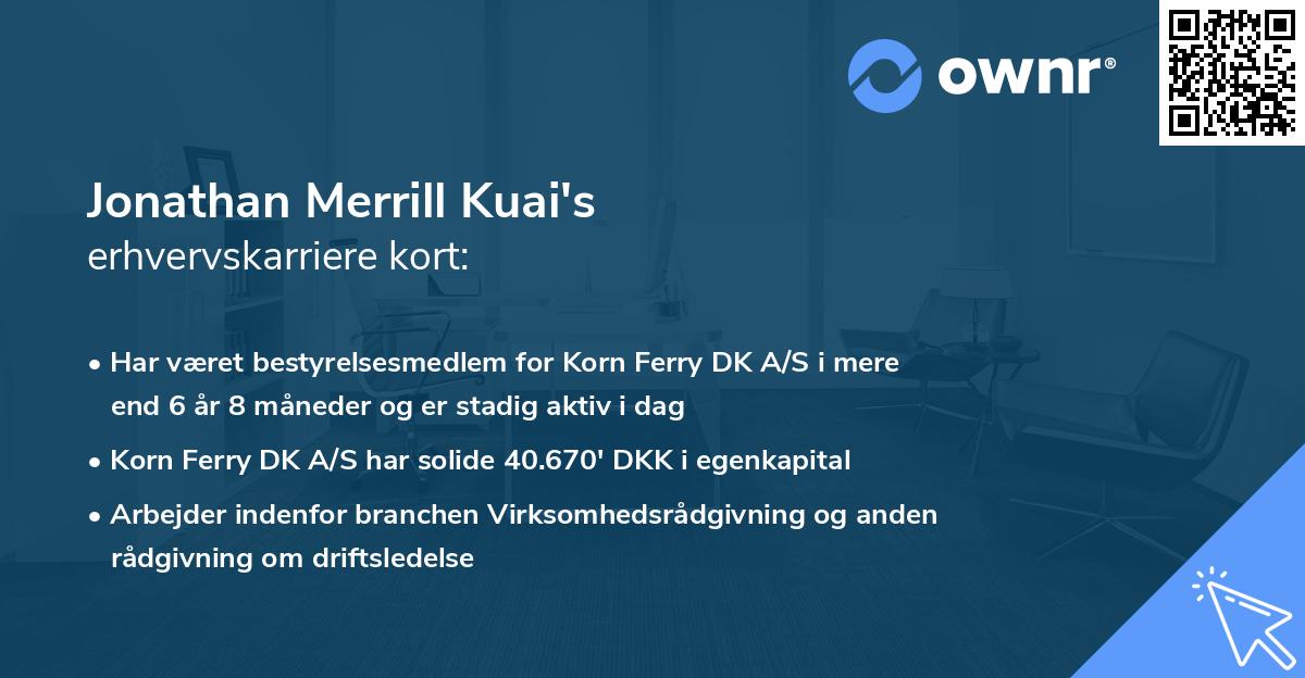 Jonathan Merrill Kuai's erhvervskarriere kort