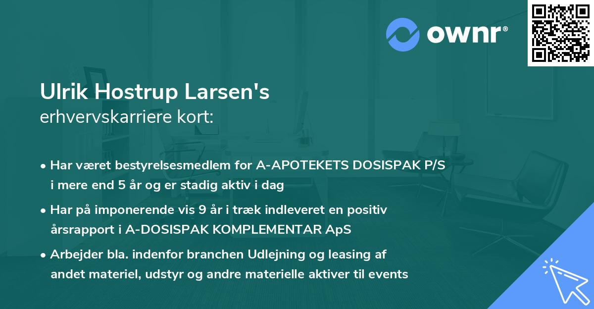 Ulrik Hostrup Larsen's erhvervskarriere kort