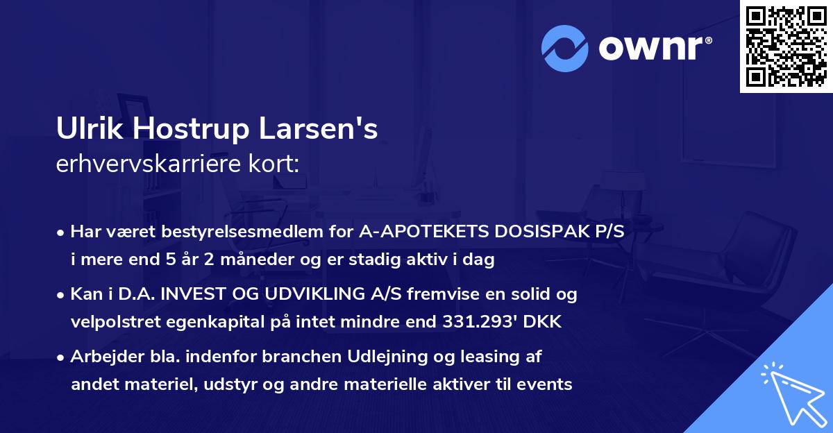 Ulrik Hostrup Larsen's erhvervskarriere kort
