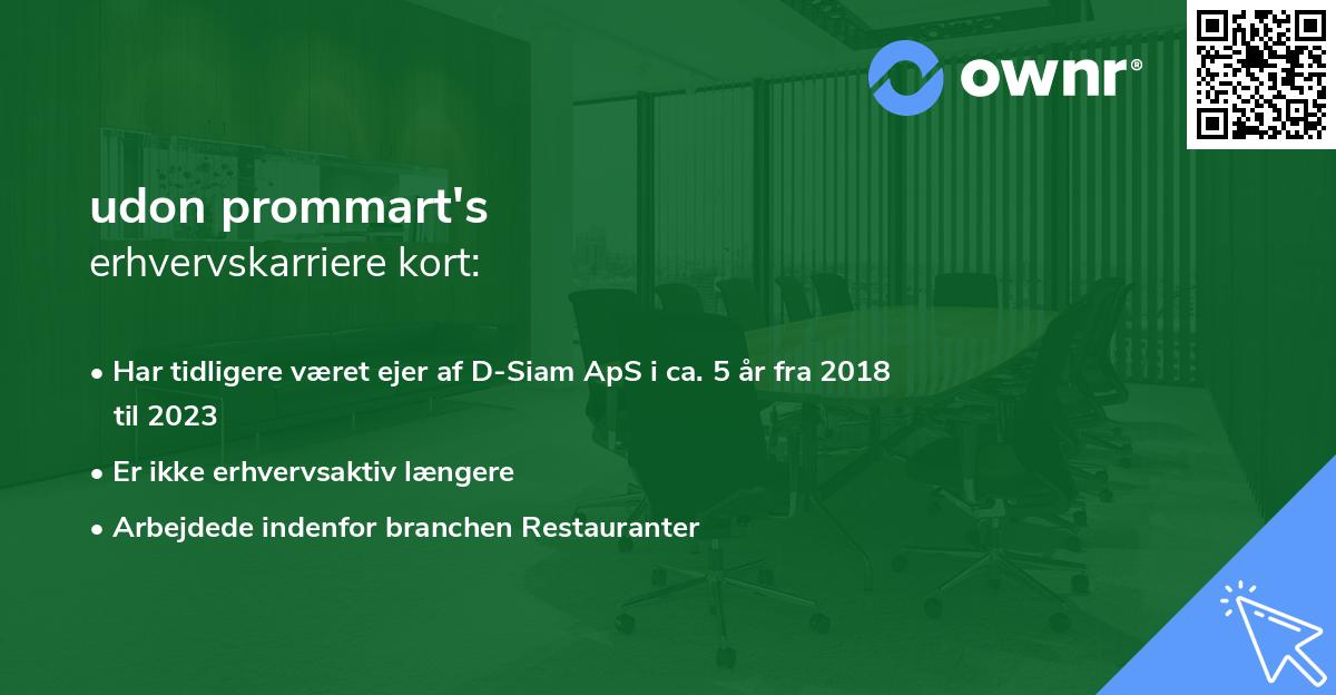 udon prommart's erhvervskarriere kort