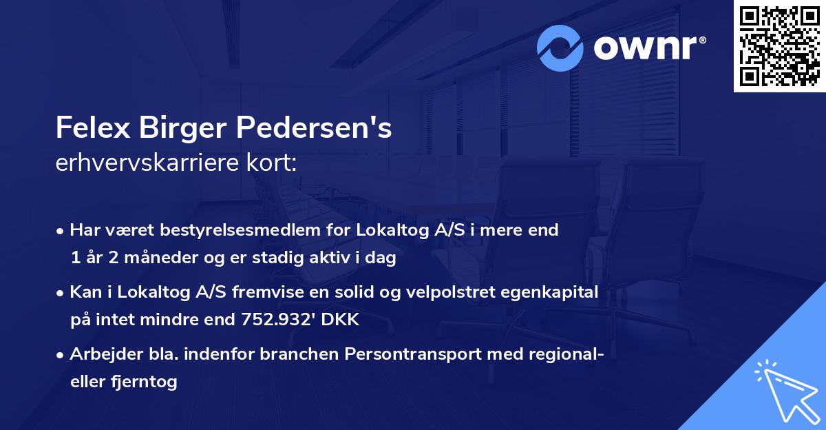 Felex Birger Pedersen's erhvervskarriere kort