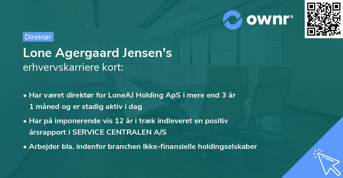 Lone Agergaard Jensen's erhvervskarriere kort