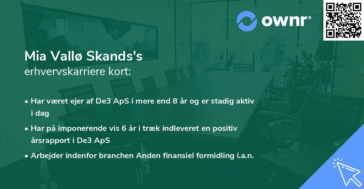 Mia Vallø Skands's erhvervskarriere kort